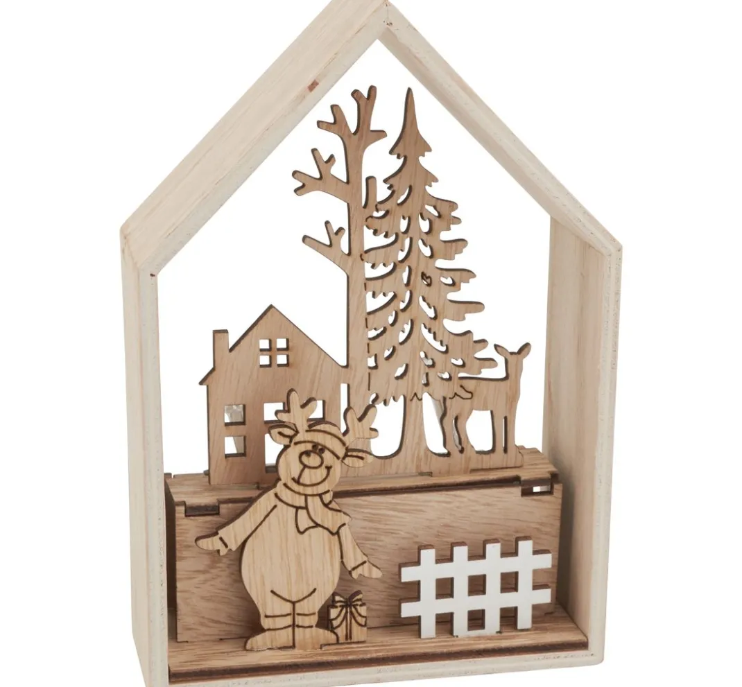 VBS Holz, Mdf & Pappmaché>Holzbausatz "Winterhaus", 9-tlg.