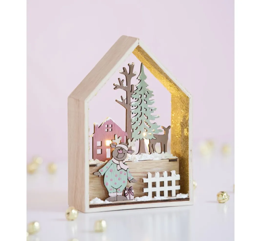 VBS Holz, Mdf & Pappmaché>Holzbausatz "Winterhaus", 9-tlg.