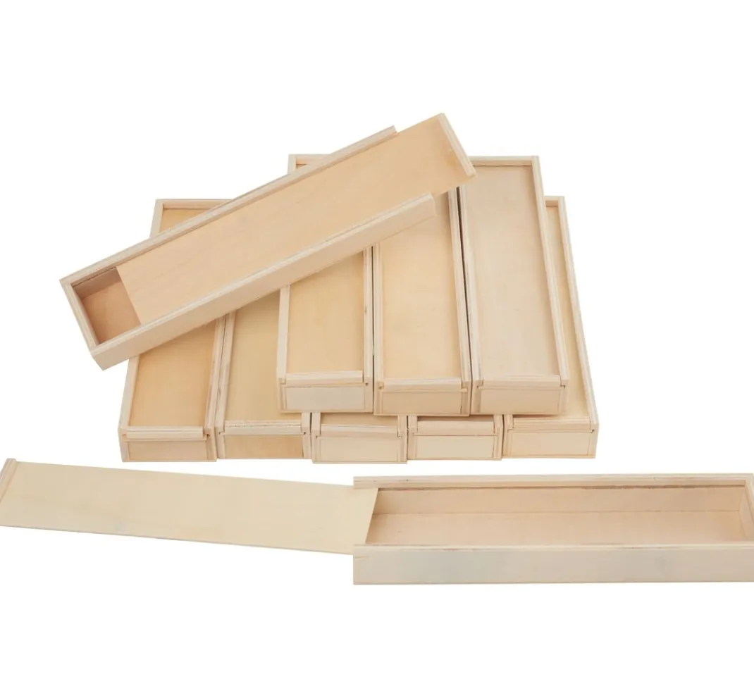 VBS XXL Serviettentechnik|Brandmalerei>VBS Holzboxen mit Schiebedeckel, 10 Stück