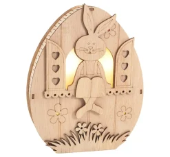 VBS Holz, Mdf & Pappmaché>Holz-Ei mit LED "Hase im Fenster"