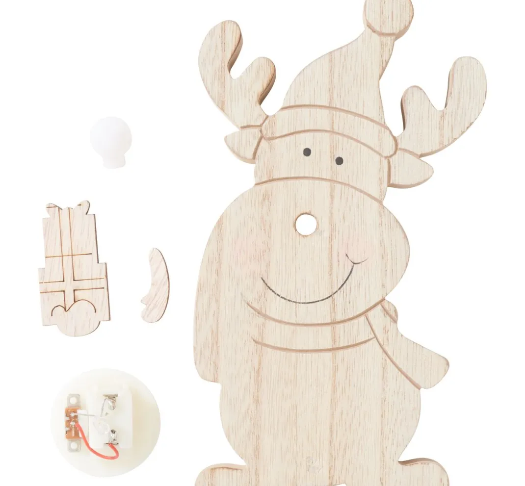 VBS Holz, Mdf & Pappmaché>Holz-Elch mit LED Nase