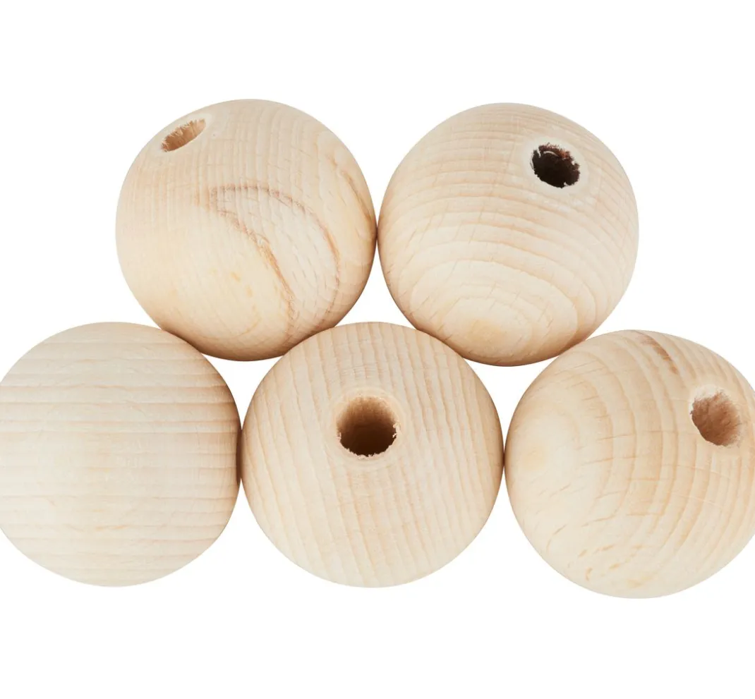 Kinder VBS Holz|Holz, Mdf & Pappmaché>Holzkugeln durchgebohrt "Ø 35 mm"