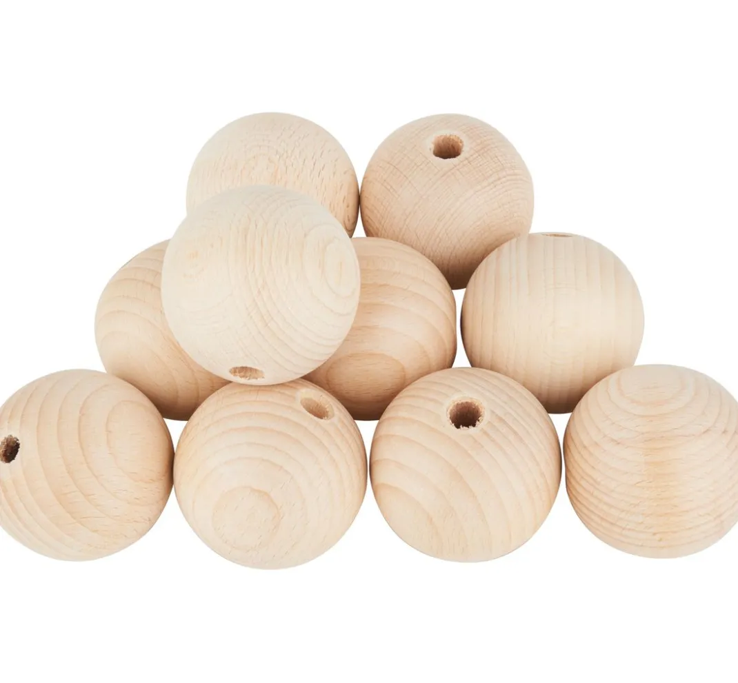 Kinder VBS Holz|Holz, Mdf & Pappmaché>Holzkugeln durchgebohrt "Ø 60 mm"