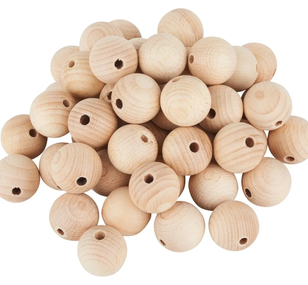 Kinder VBS Holz|Holz, Mdf & Pappmaché>Holzkugeln durchgebohrt "Ø 30 mm"
