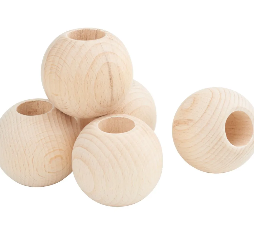 Kinder VBS Holz|Holz, Mdf & Pappmaché>Holzkugeln mit großer Bohrung "Ø 50 mm"