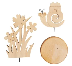 Kinder VBS Papier|Décopatch>Holz-Steckmotiv auf Rindenscheibe "Schnecke Herbie"