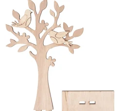 VBS Dekofiguren & -Objekte|Holz, Mdf & Pappmaché>Holzsteckmotiv "Baum und Vögel"