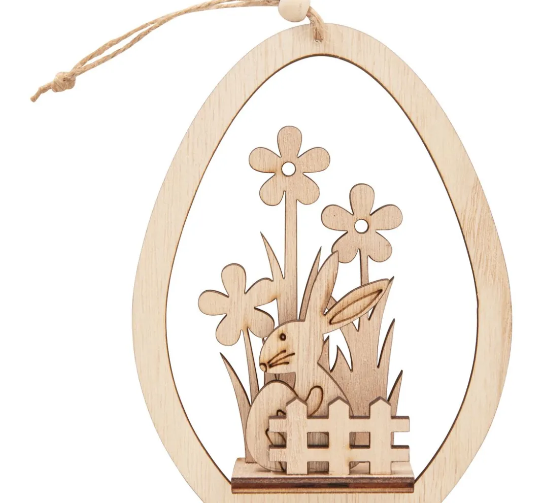 VBS Anhänger|Holz, Mdf & Pappmaché>Holz-Steckmotiv Ei-Anhänger "Hase mit Ei"