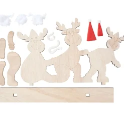 VBS Holz, Mdf & Pappmaché>Holz.-Steckmotiv "Elchtrio mit Mütze und Schal"