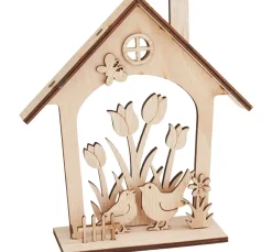VBS Holz, Mdf & Pappmaché>Holz-Steckmotiv Haus "Frühlingserwachen"