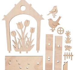 VBS Holz, Mdf & Pappmaché>Holz-Steckmotiv Haus "Frühlingserwachen"