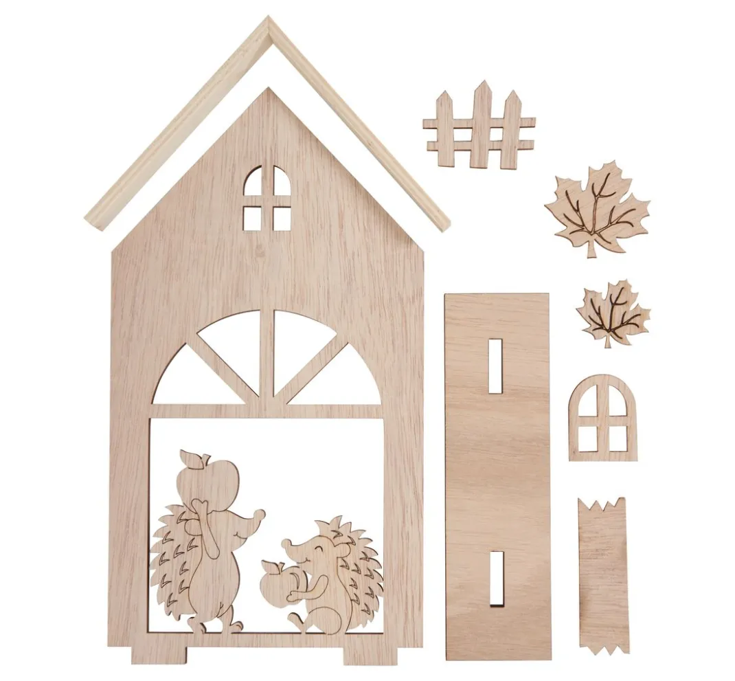 VBS Holz, Mdf & Pappmaché>Holz-Steckmotiv "Igelhaus"