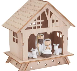 VBS Krippen|Holz, Mdf & Pappmaché>Holz-Steckmotiv "Krippe mit Figuren"