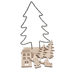 VBS Holz, Mdf & Pappmaché>Holz-Steckmotiv "Metalltanne - Lichterglanz", inkl. LED