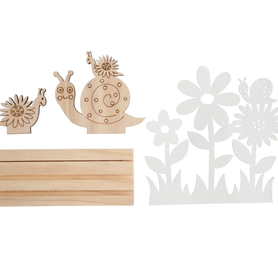VBS Holz, Mdf & Pappmaché>Holzsteckmotiv mit Metallblumen "Schnecken"