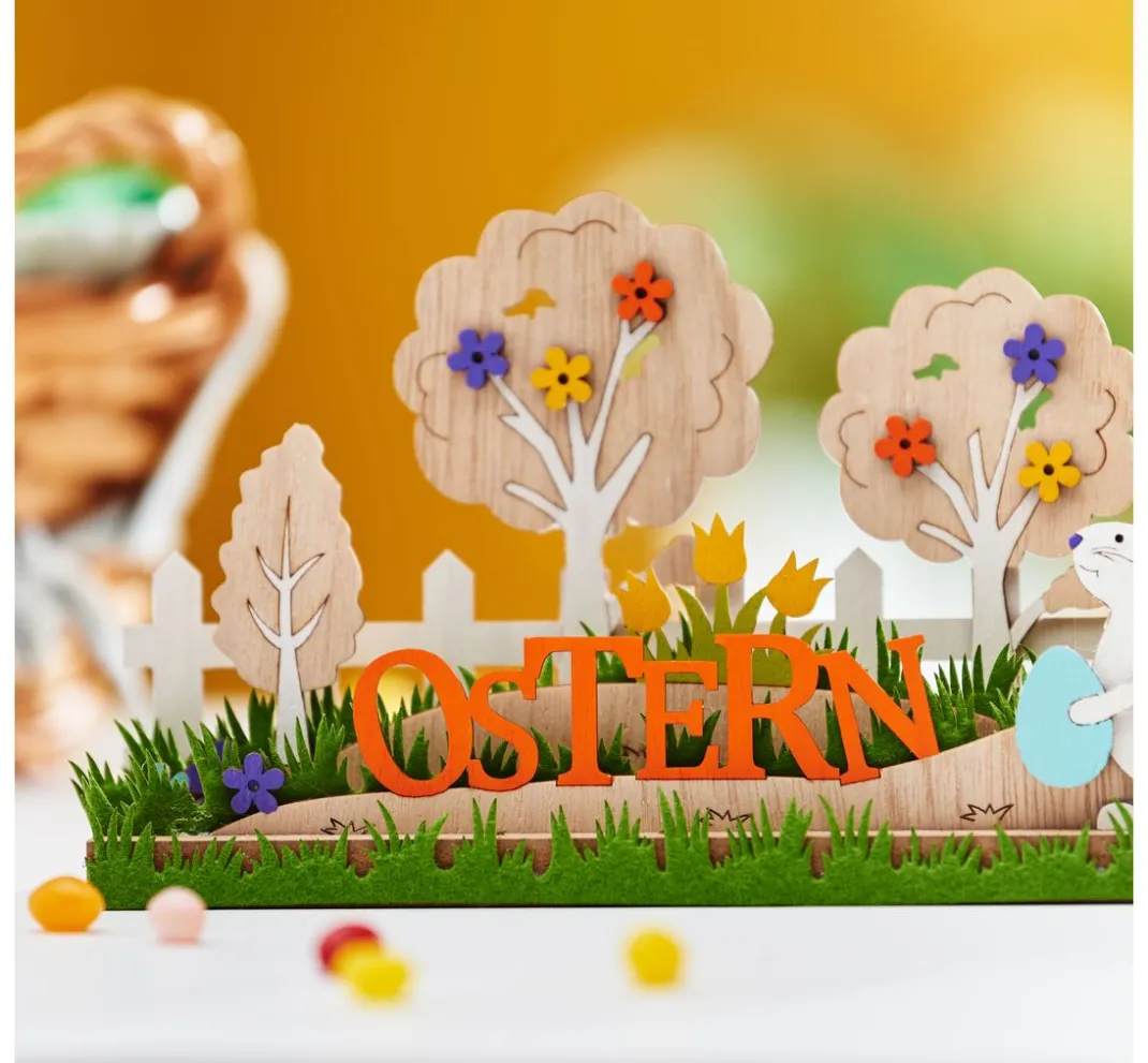 VBS Holz, Mdf & Pappmaché>Holz-Steckmotiv "Osterlandschaft"