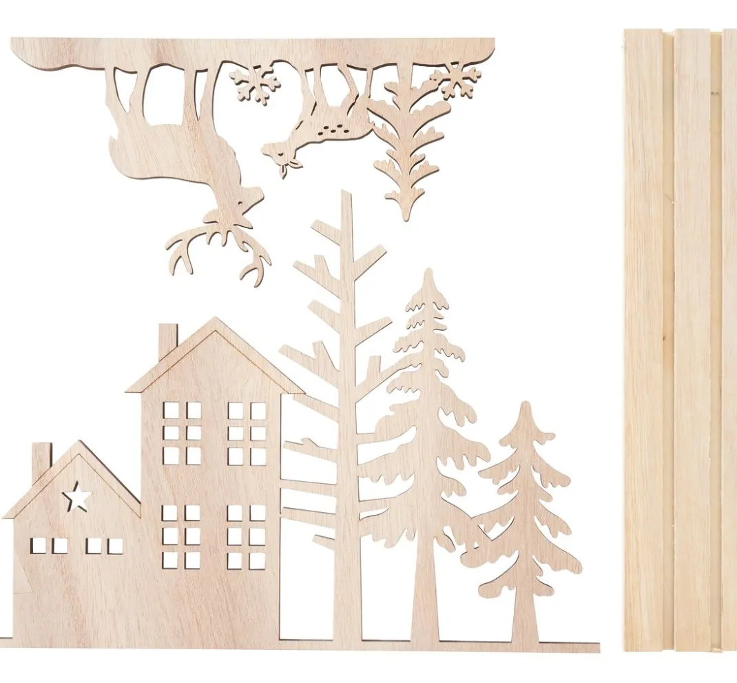 VBS Holz, Mdf & Pappmaché>Holz-Steckmotiv "Rentiere am Waldesrand"