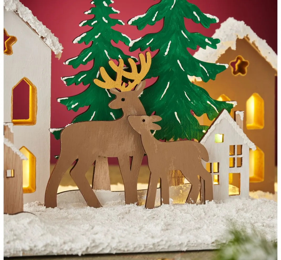 VBS Holz, Mdf & Pappmaché>Holz-Steckmotiv "Rentiere am Waldesrand"