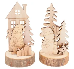 VBS Holz, Mdf & Pappmaché>Holz-Steckmotiv "Santa & Snowy"
