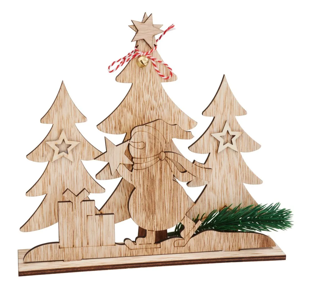 VBS Brandmalerei|Serviettentechnik>Holz-Steckmotiv "Schneeman im Tannenwald"
