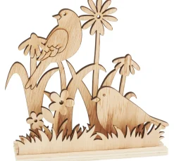 VBS Holz, Mdf & Pappmaché>Holz-Steckmotiv "Vögel in der Blumenwiese"