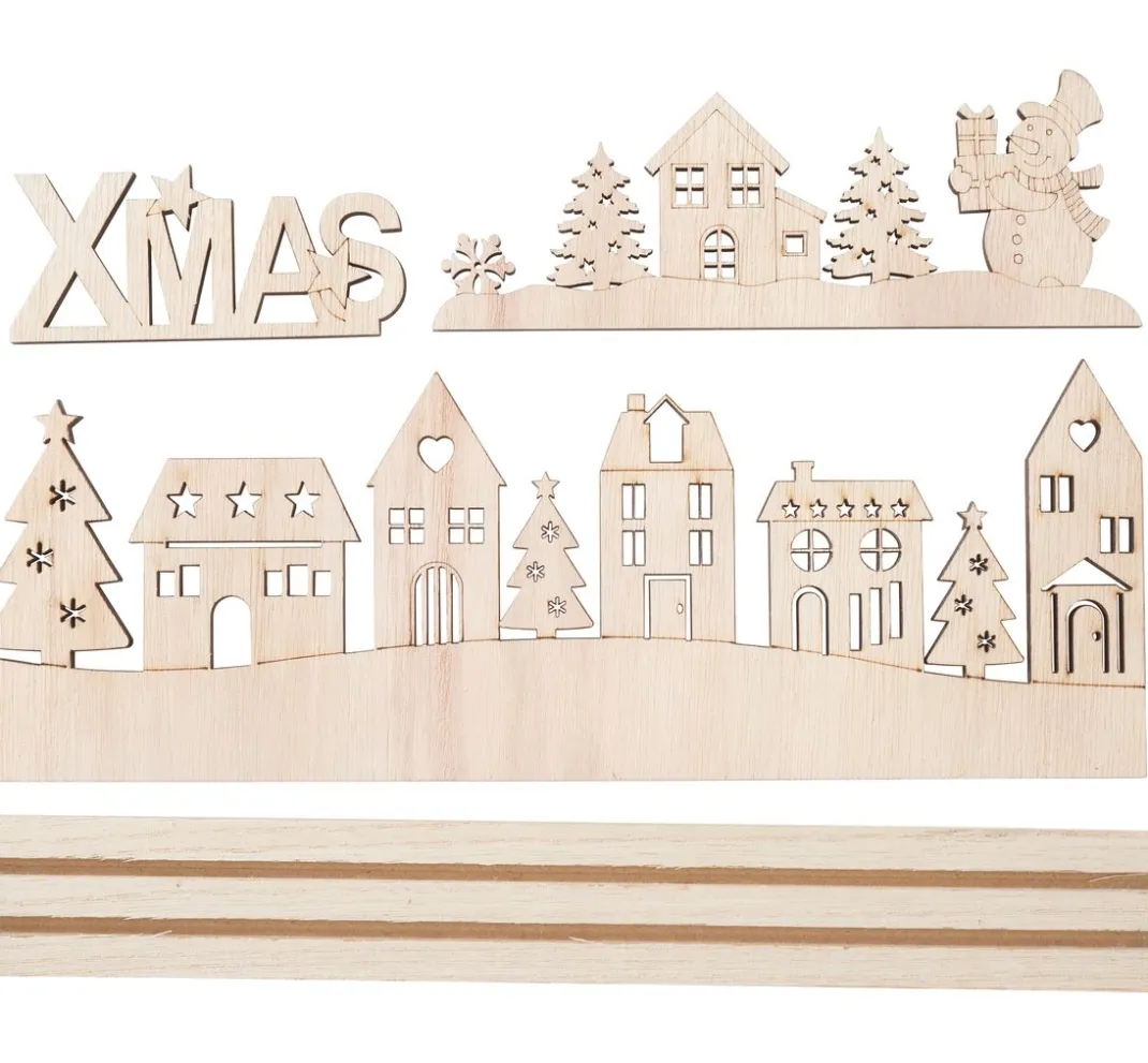 VBS Holz, Mdf & Pappmaché>Holz-Steckmotiv "Weihnachtsdorf Xmas"