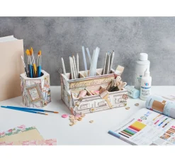Kinder VBS Holz|Serviettentechnik>Holz-Stiftebox, sechseckig