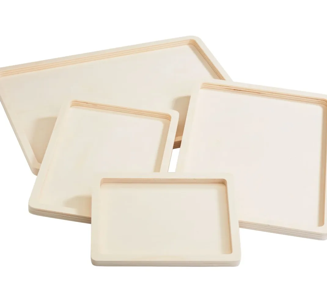 VBS Brandmalerei|Serviettentechnik>Holz-Tabletts flach, 4er-Set