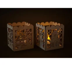 VBS Holz, Mdf & Pappmaché>Holz-Teelichthalter "Weihnachtszauber"