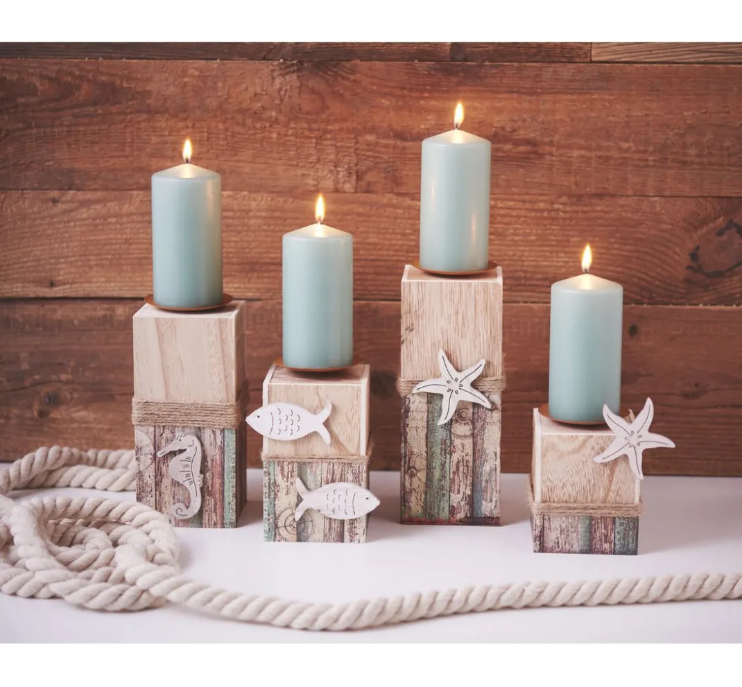 VBS Serviettentechnik|Holz, Mdf & Pappmaché>Kerzenständer, 4er-Set