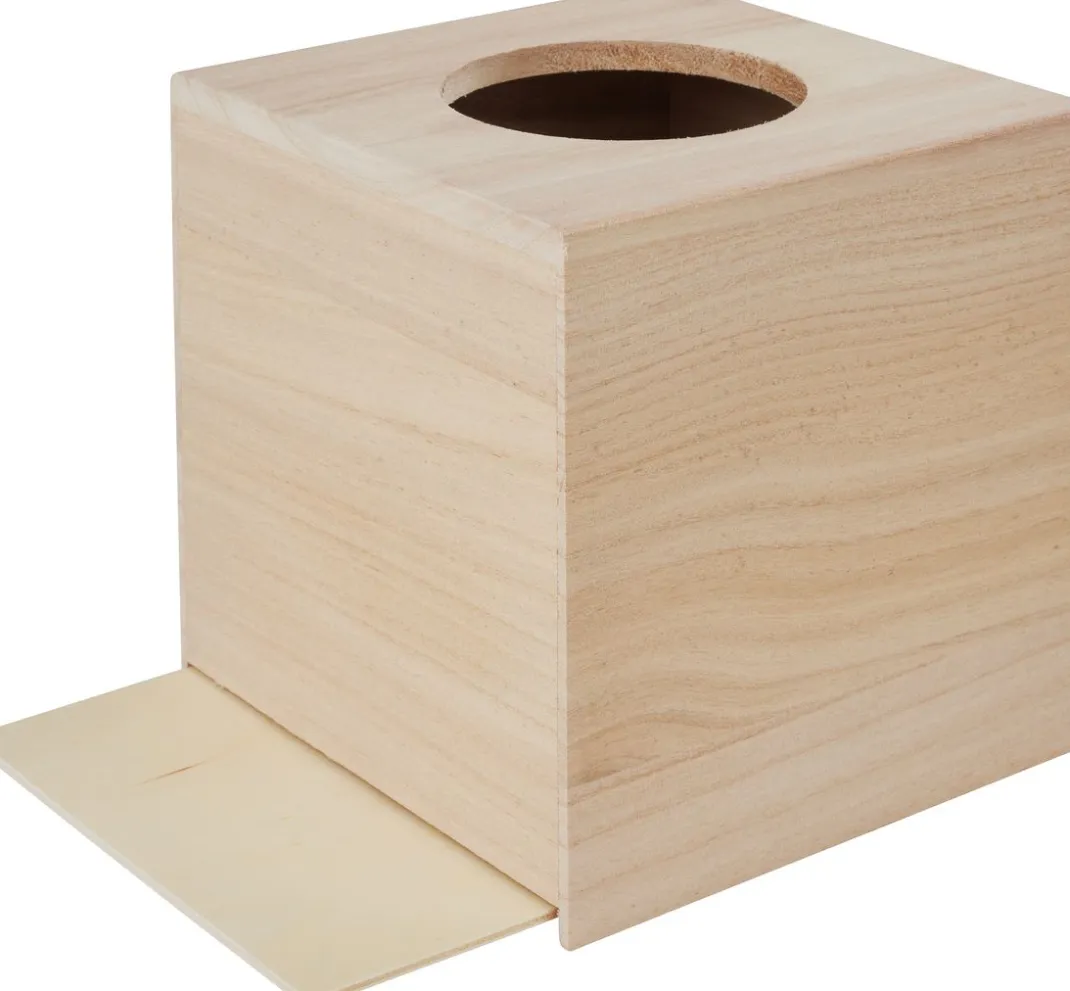 VBS Serviettentechnik|Holz, Mdf & Pappmaché>Kosmetiktuchbox "Quadratisch", mit runder Öffnung