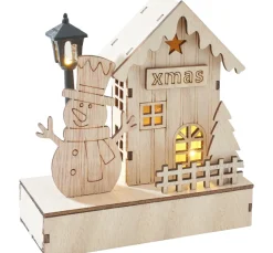 VBS Holz, Mdf & Pappmaché>Lichterhaus "Schneemann mit Laterne", inkl LED