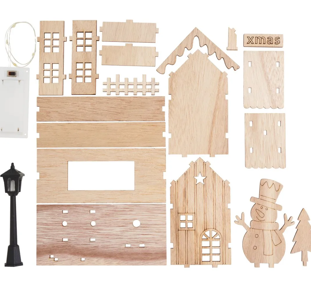 VBS Holz, Mdf & Pappmaché>Lichterhaus "Schneemann mit Laterne", inkl LED