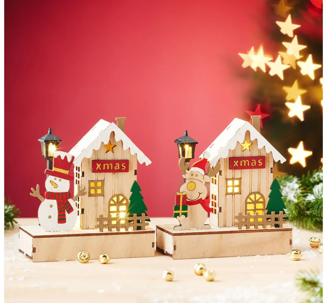 VBS Holz, Mdf & Pappmaché>Lichterhaus "Schneemann mit Laterne", inkl LED