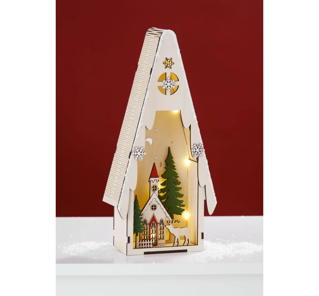 VBS Holz, Mdf & Pappmaché>Lichtertanne mit Winterszene, inkl. LED