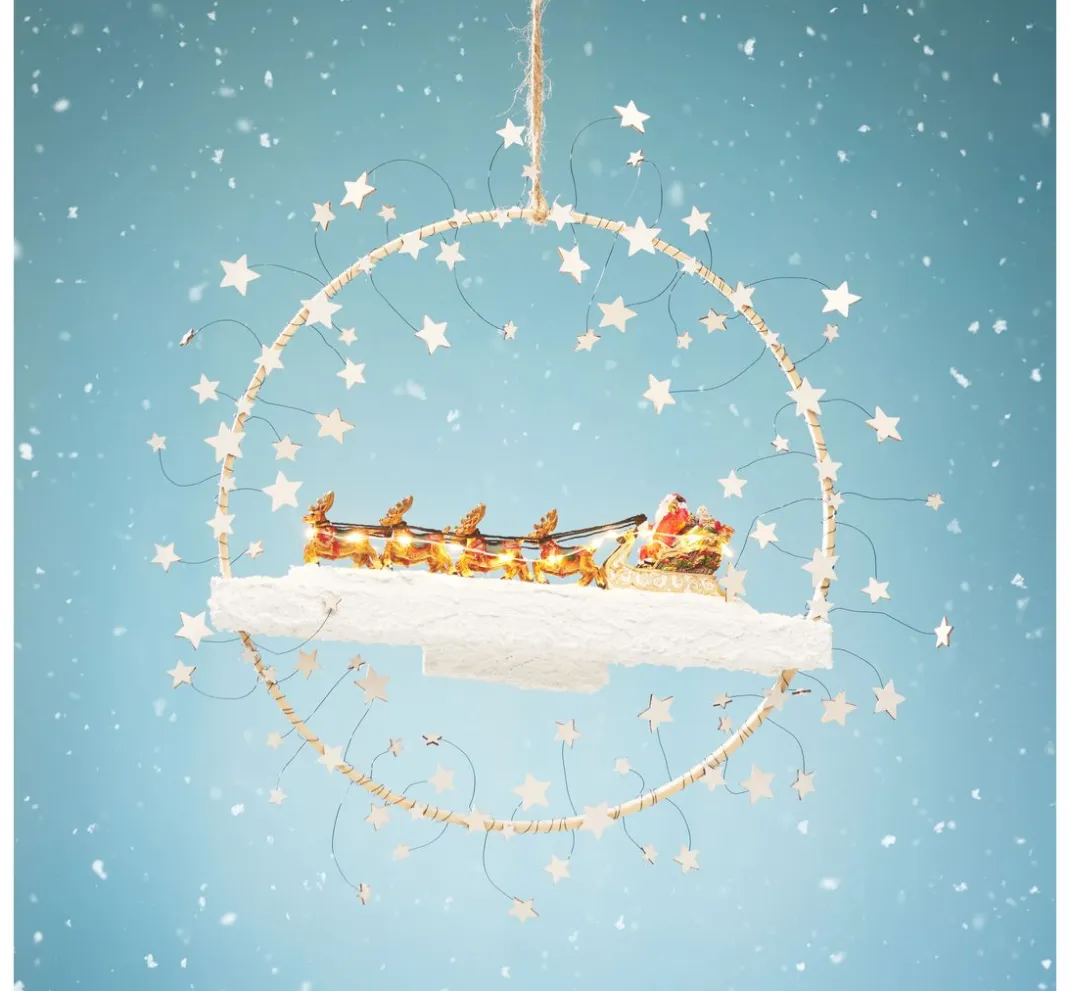 VBS Dekofiguren & -Objekte>Miniatur Santaschlitten mit 8 Rentieren