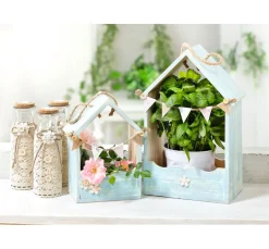 VBS Gefäße|Brandmalerei>Pflanzkasten-Blumenampel