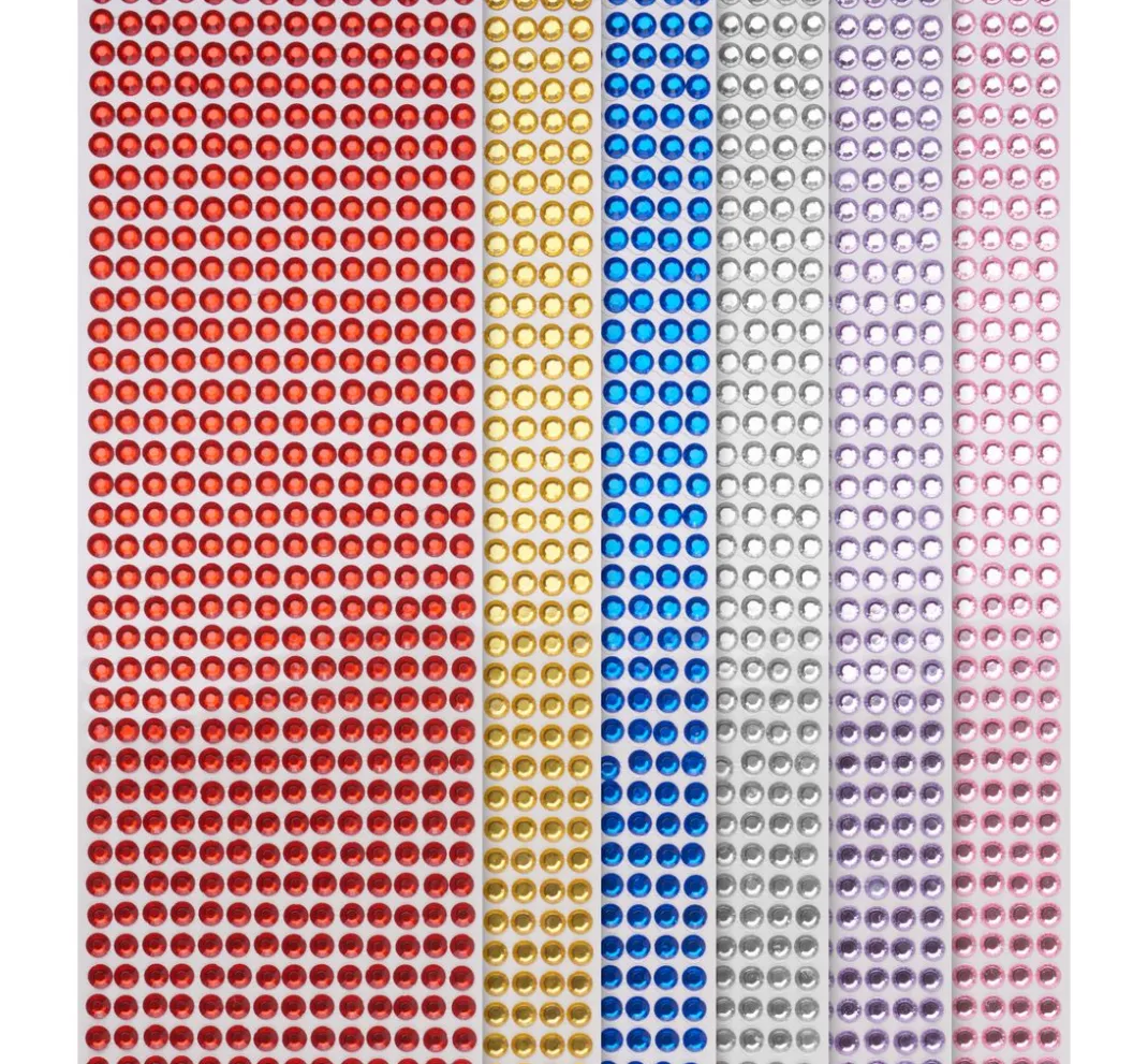 VBS XXL Sticker & Klebebänder>VBS Schmucksteine "6 Farben", 6 Karten à 500 Stück