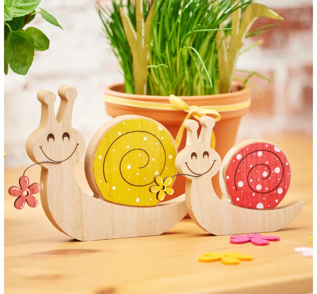 VBS Dekofiguren & -Objekte|Holz, Mdf & Pappmaché>Schnecken "Sunny und Flower"