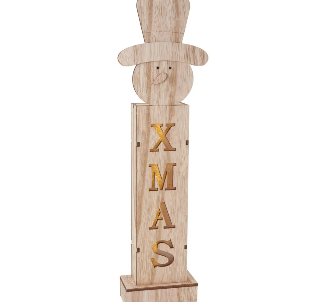 VBS Holz, Mdf & Pappmaché>Standfigur "Schneemann", inkl. Beleuchtung