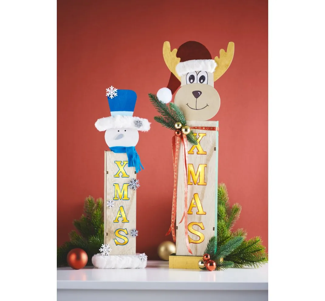 VBS Holz, Mdf & Pappmaché>Standfigur "Schneemann", inkl. Beleuchtung