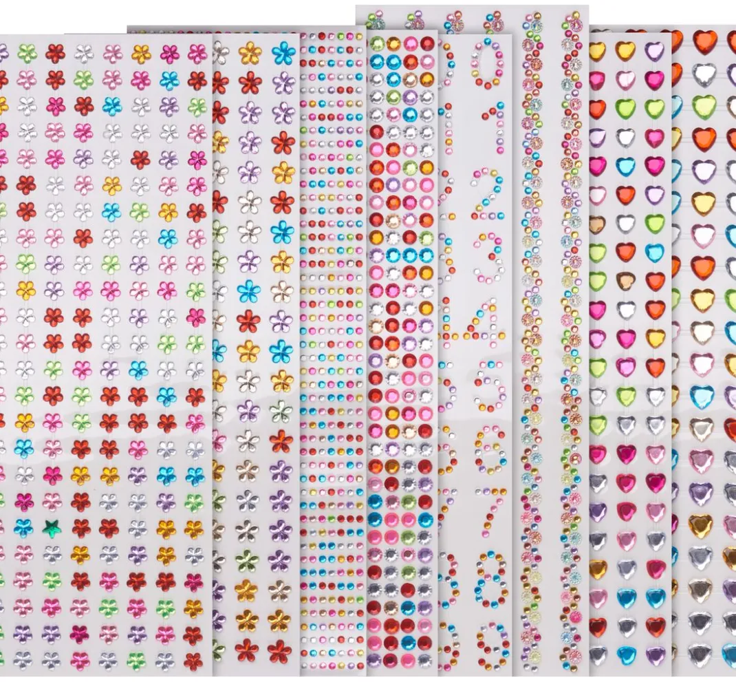 VBS XXL Sticker & Klebebänder|Applikationen & Labels>VBS Strassstein-Sticker "Bunt gemixt", 8 Karten