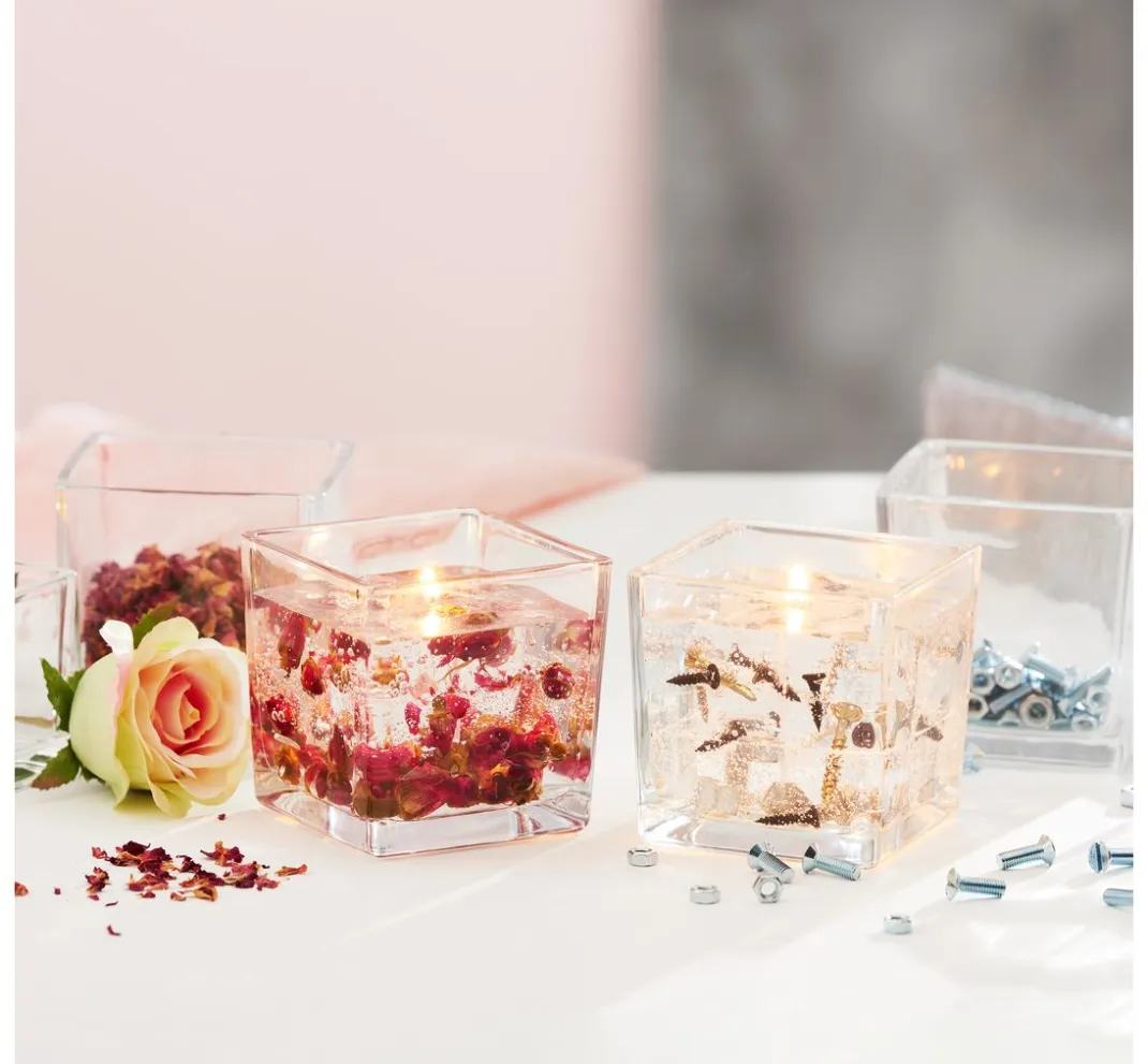 VBS Glasgravur|Glas- & Porzellanmalerei>Teelichtgläser "Cube", 4 Stück