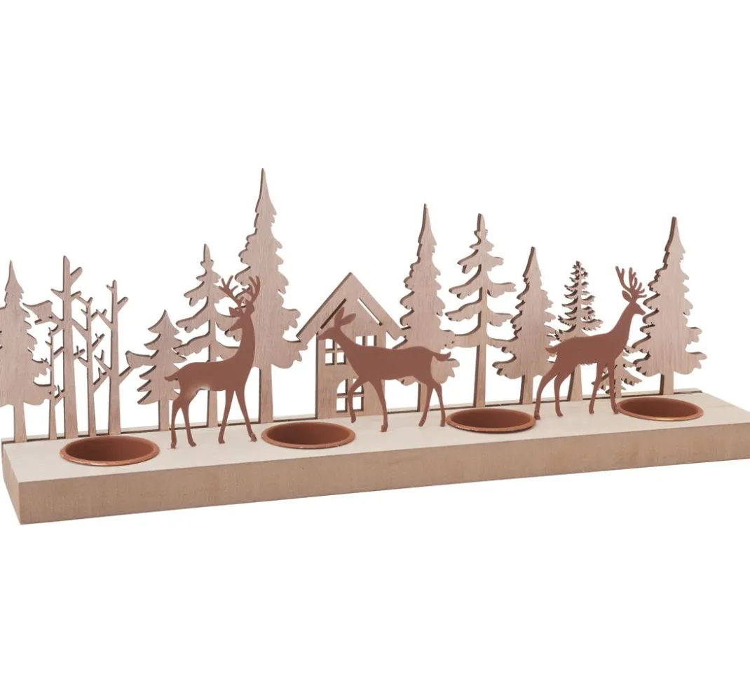 VBS Holz, Mdf & Pappmaché>Teelichthalter "Rehe im Wald"
