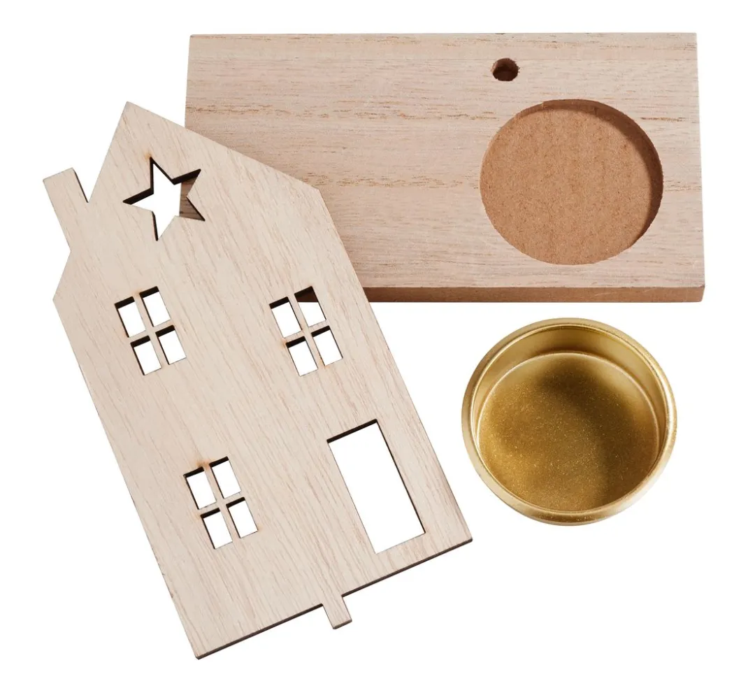 VBS Holz, Mdf & Pappmaché>Teelichthalter "Weihnachtshaus"