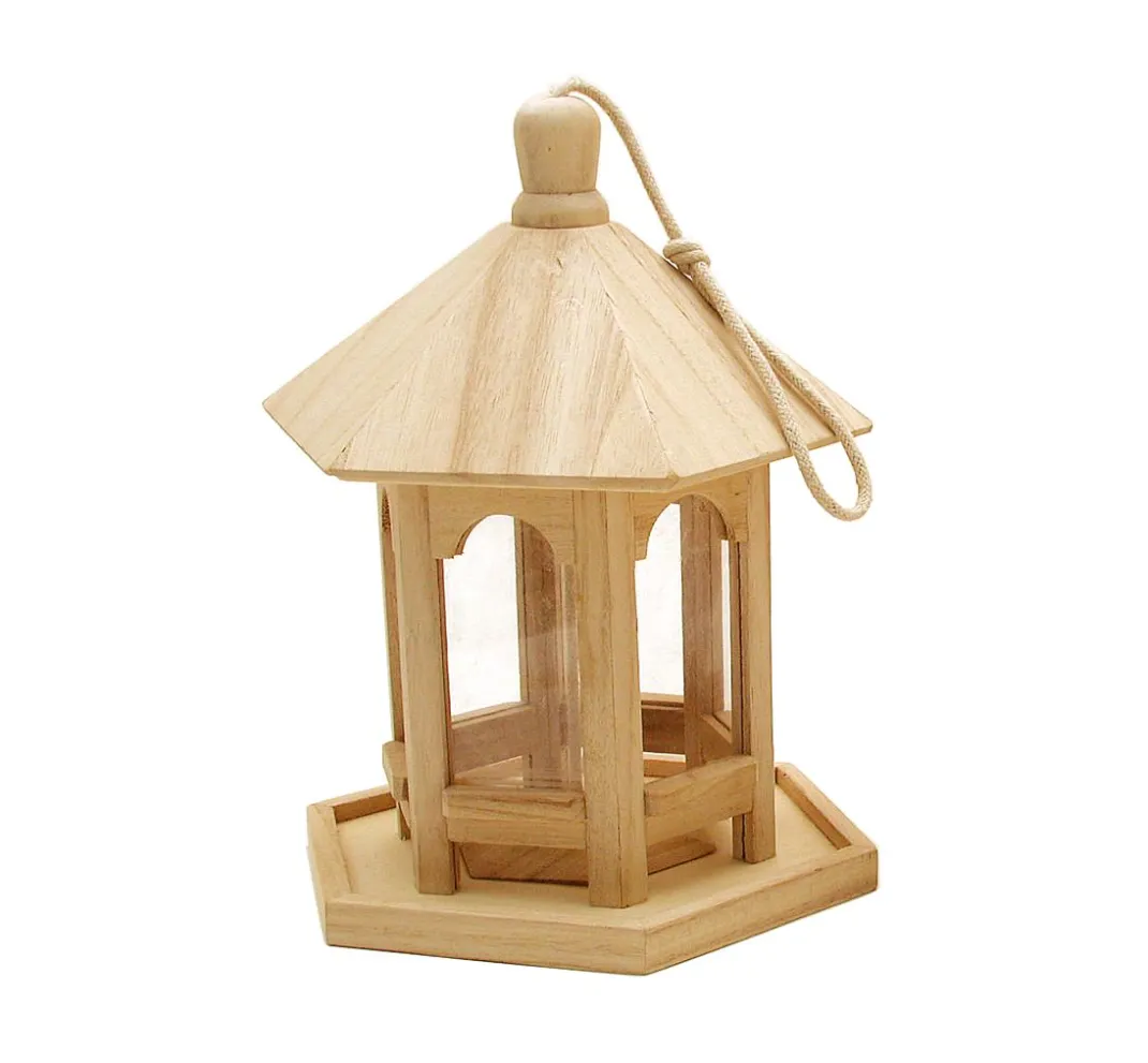 VBS Serviettentechnik|Holz, Mdf & Pappmaché>Vogel-Futterhaus, 6 eckig, Holz