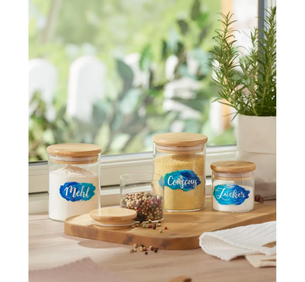 VBS Glasgravur|Glas- & Porzellanmalerei>Vorratsglas "Bini" mit Bambusdeckel