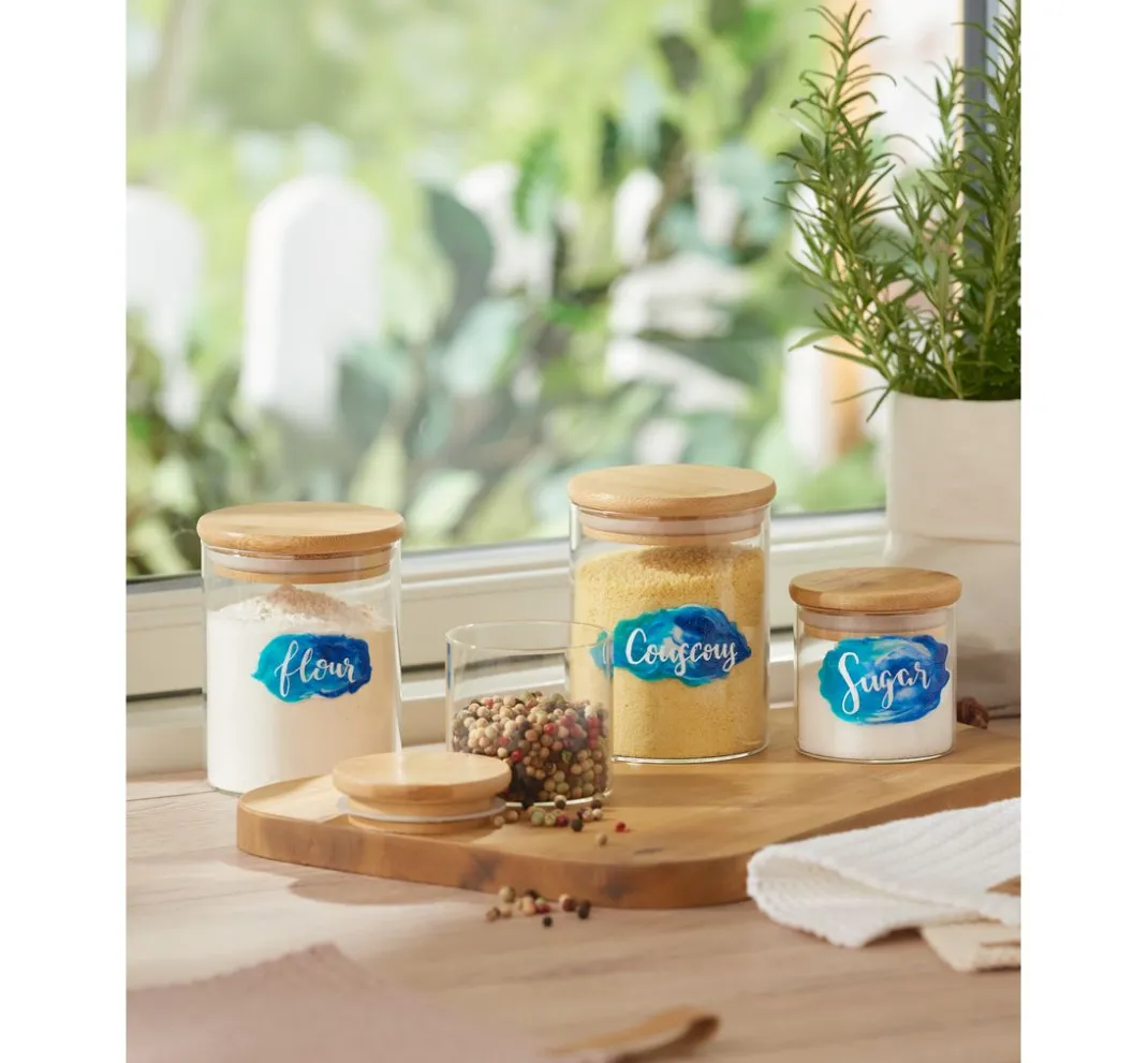 VBS Glasgravur|Glas- & Porzellanmalerei>Vorratsglas "Bini" mit Bambusdeckel