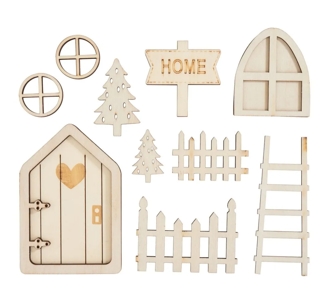 VBS Miniaturen|Holz, Mdf & Pappmaché>Wichteltür-Set "Home"