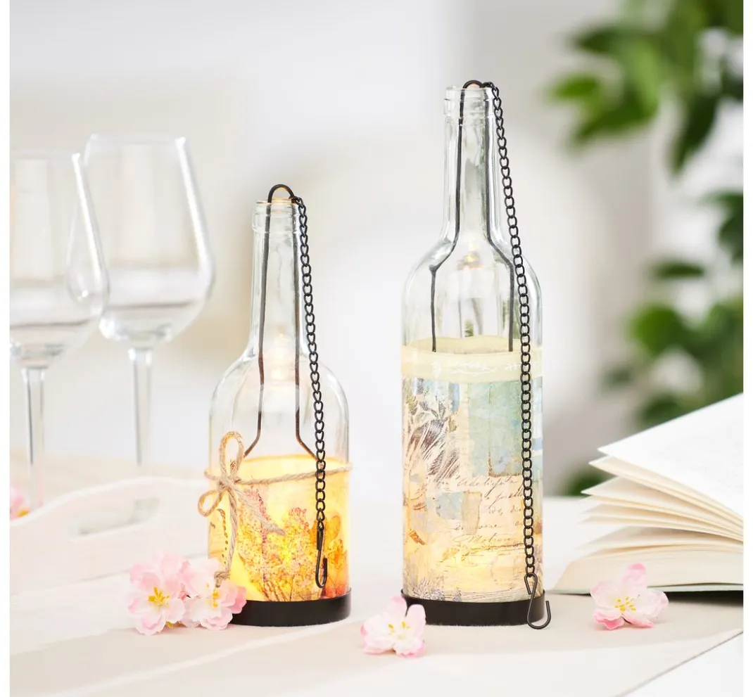 VBS Decoupage|Glasgravur>Windlicht "Flasche", Höhe 29 cm